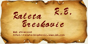 Raleta Brešković vizit kartica